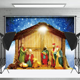 Lofaris Nacht Himmel Religiös Jesus Krippe Weihnachten Hintergrund